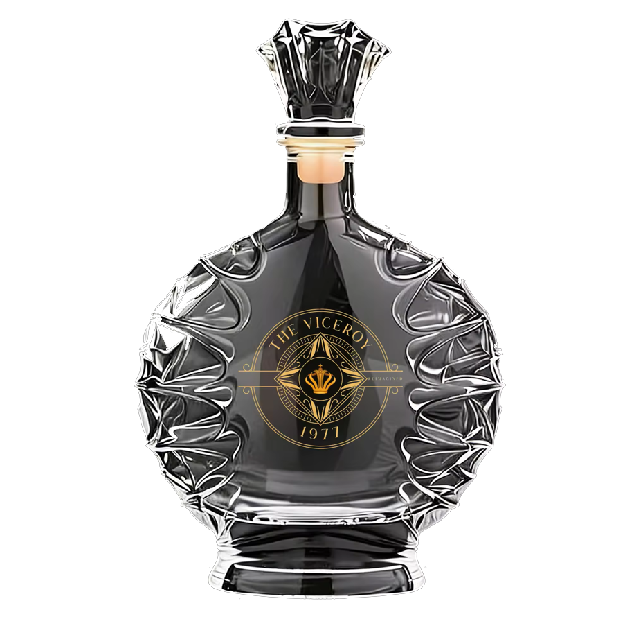 Decorative bottle with intricate design and 'The Viceroys' branding.